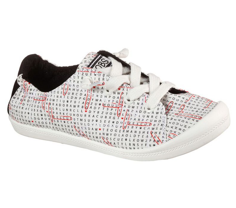 Skechers Bobs Beach Bingo - Search & Rescue - Womens Slip On Shoes White/Black [AU-DB8285]